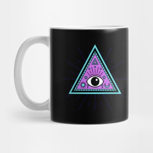 All Seeing eye - light blue with purple Mug